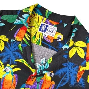 Hawaiian Shirt Parrots Floral Men's Sz Large Camp Styled by RJC #104 Made In USA